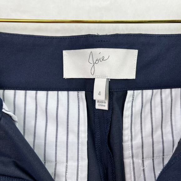 Joie Women's Brookley Stripe Trim Ankle Pants In Midnight Blue w. Pockets Size 4 - Picture 6 of 13